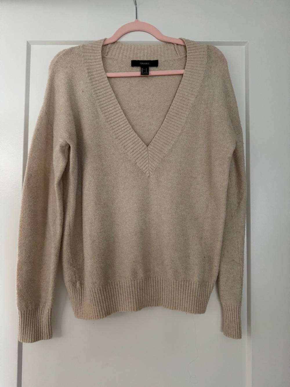 Forever 21 Beige V-Neck Sweater